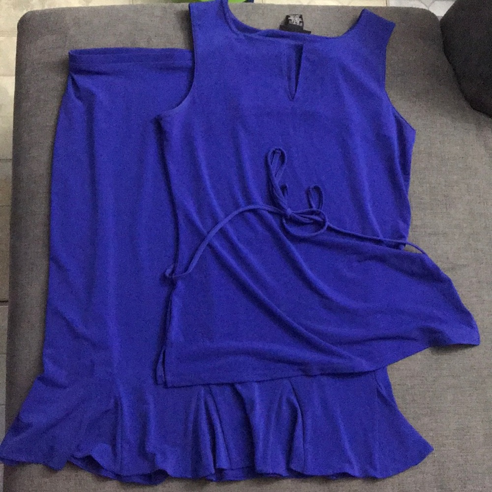 Express Royal Blue Polyester 2 Piece Skirt Set